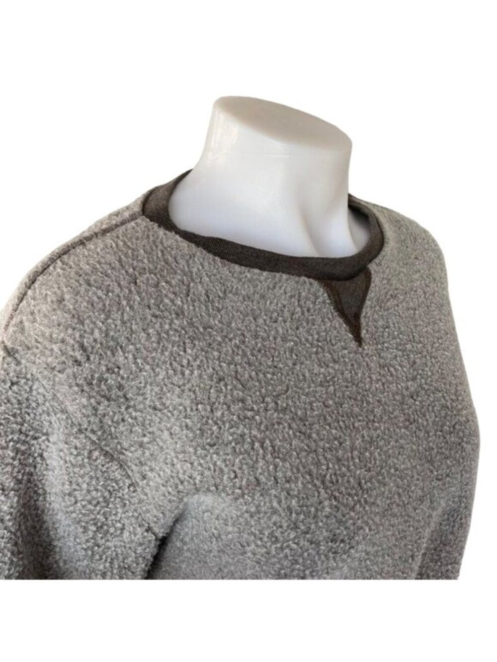 Goodlife Womens Reversible Sherpa Fleece Pullover Sweatshirt Small Gray & Brown - Picture 10 of 12